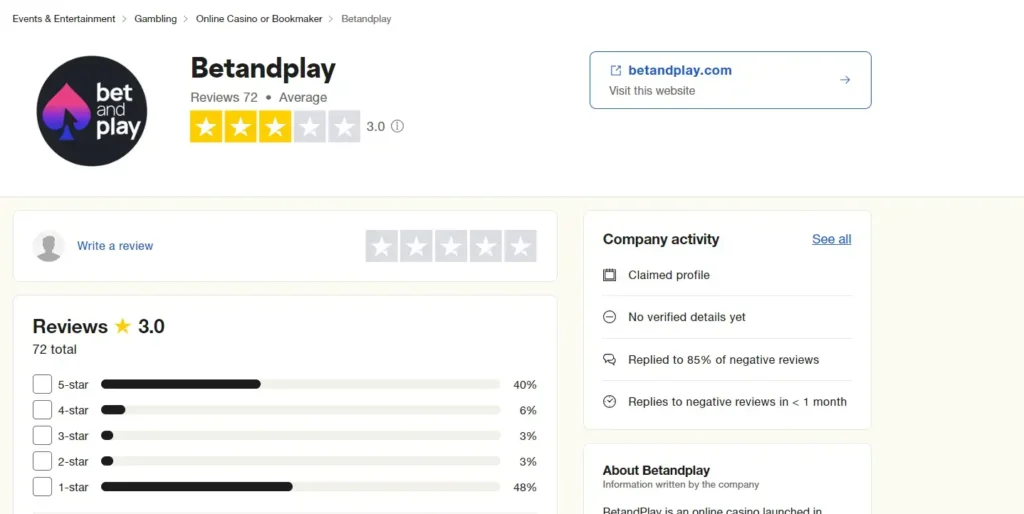 betandplay casino review complaints Trustpilot